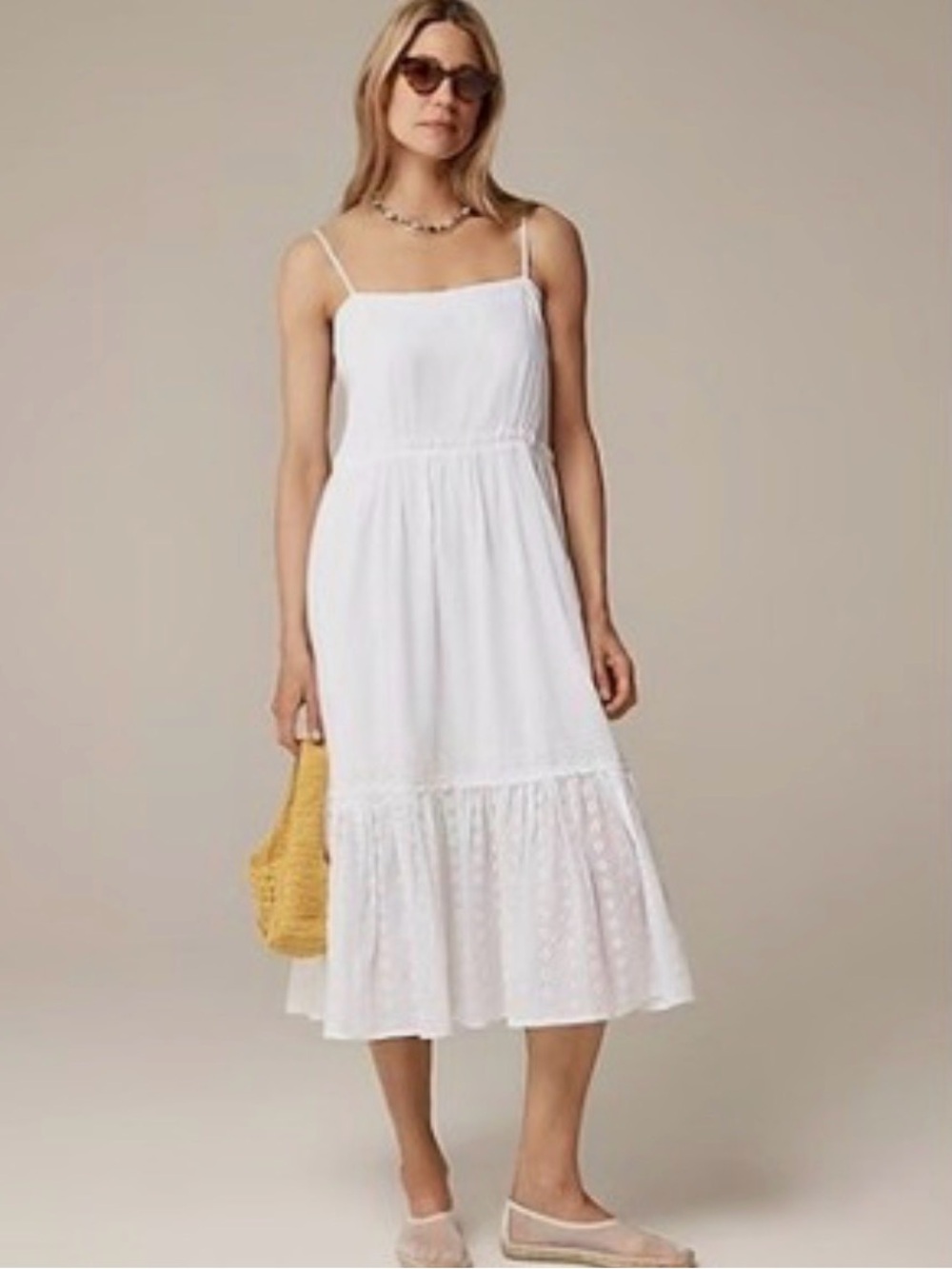 J. Crew White Embroidered Sundress Summer Costal Cowgirl Sz Med